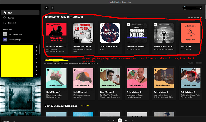 Using Spotify Desktop Hiding Podcasts